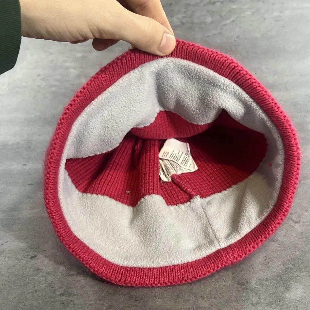 Vintage The North Face Beanie Hat Snow Ski Cap‎ Adult Fleece Pink Gorpcore